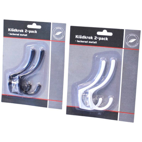 Kleskrok / Knagg 2 pk | Sort eller hvit metall