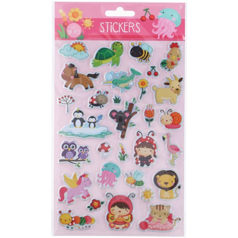 Tykke Klistremerker med Glitter 25x14cm | 6 varianter