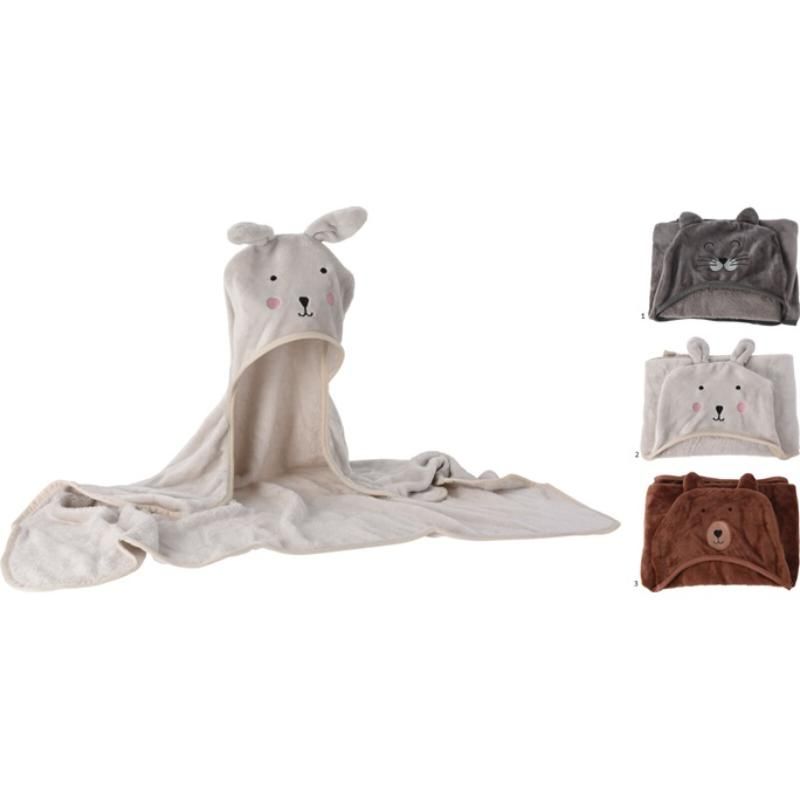 Fleecepledd med hette | 3 ass