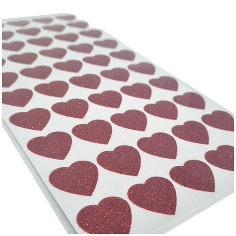 Glitter Klistremerker Hjerter Røde 50stk